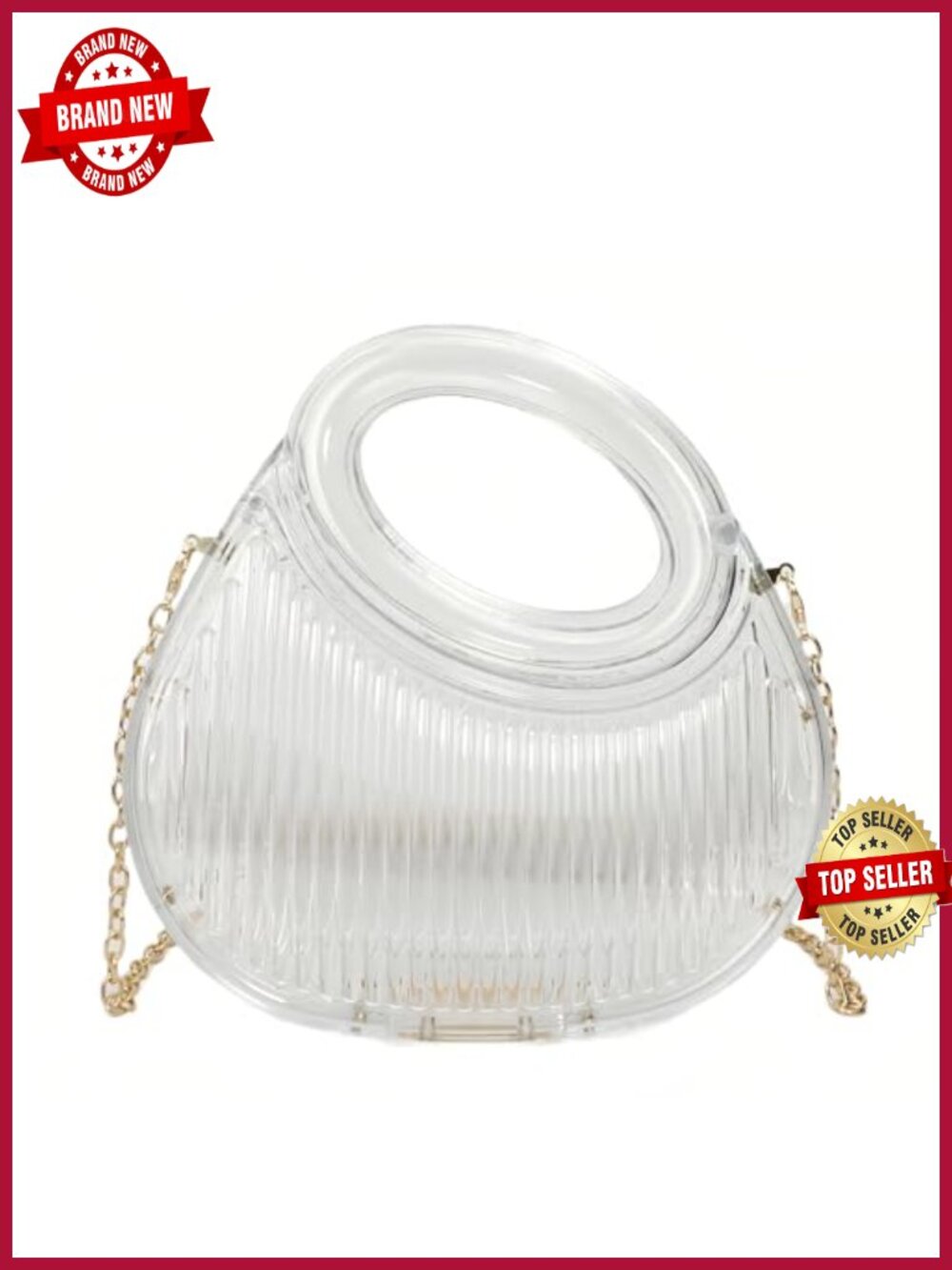 Acrylic Moon-shaped Evening Clutch with Detachable Chain